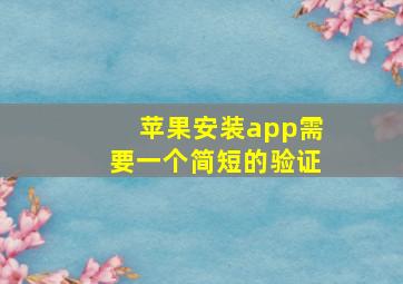 苹果安装app需要一个简短的验证