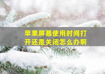 苹果屏幕使用时间打开还是关闭怎么办啊