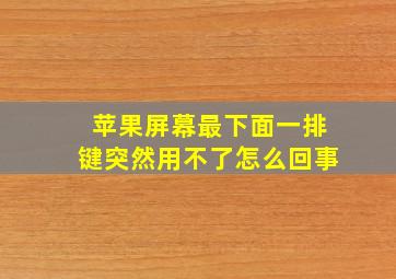 苹果屏幕最下面一排键突然用不了怎么回事