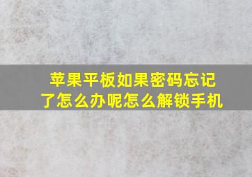 苹果平板如果密码忘记了怎么办呢怎么解锁手机