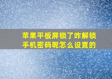 苹果平板屏锁了咋解锁手机密码呢怎么设置的