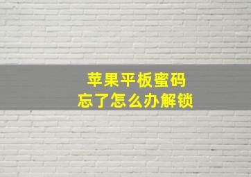 苹果平板蜜码忘了怎么办解锁