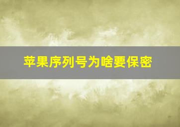 苹果序列号为啥要保密