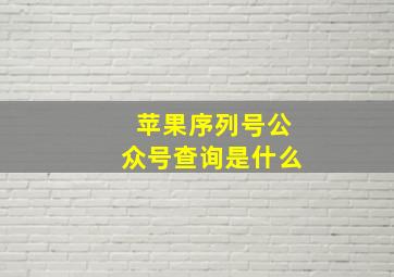 苹果序列号公众号查询是什么