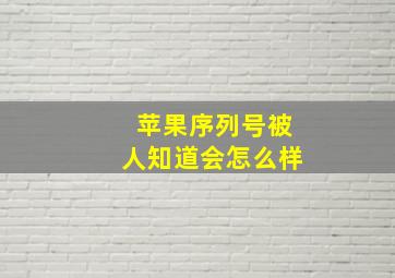 苹果序列号被人知道会怎么样