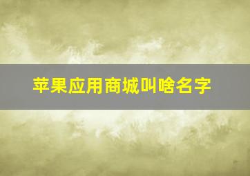 苹果应用商城叫啥名字