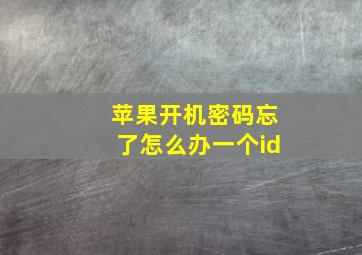 苹果开机密码忘了怎么办一个id