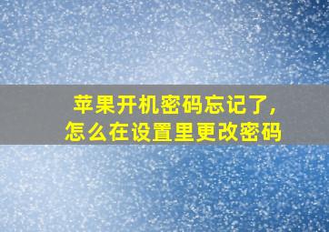 苹果开机密码忘记了,怎么在设置里更改密码