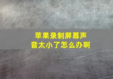 苹果录制屏幕声音太小了怎么办啊