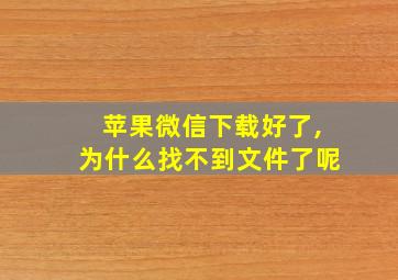 苹果微信下载好了,为什么找不到文件了呢