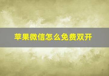 苹果微信怎么免费双开