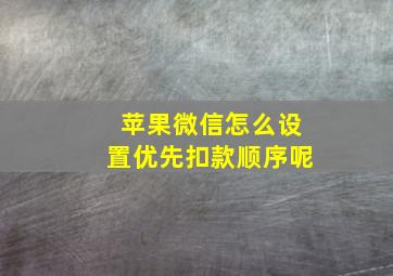 苹果微信怎么设置优先扣款顺序呢