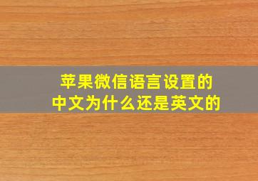 苹果微信语言设置的中文为什么还是英文的