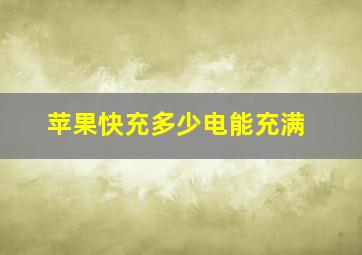 苹果快充多少电能充满