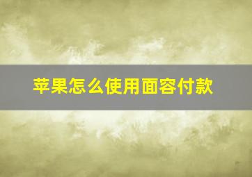 苹果怎么使用面容付款