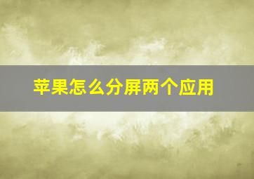 苹果怎么分屏两个应用