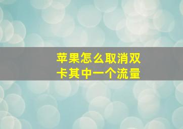 苹果怎么取消双卡其中一个流量