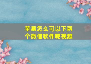 苹果怎么可以下两个微信软件呢视频