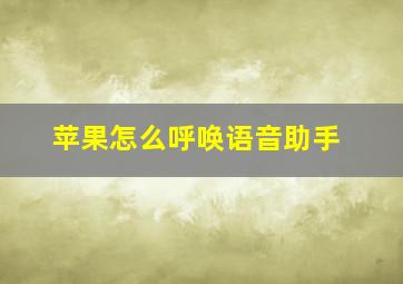 苹果怎么呼唤语音助手