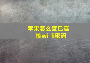 苹果怎么查已连接wi-fi密码