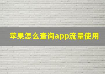 苹果怎么查询app流量使用