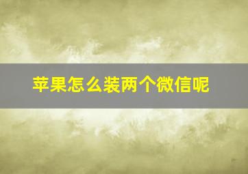 苹果怎么装两个微信呢