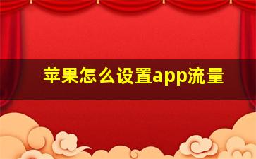 苹果怎么设置app流量