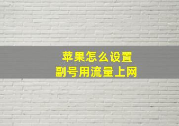 苹果怎么设置副号用流量上网