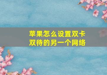 苹果怎么设置双卡双待的另一个网络