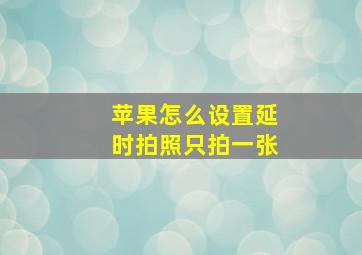 苹果怎么设置延时拍照只拍一张