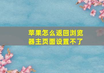 苹果怎么返回浏览器主页面设置不了