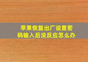 苹果恢复出厂设置密码输入后没反应怎么办