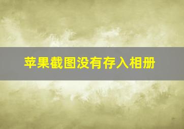 苹果截图没有存入相册