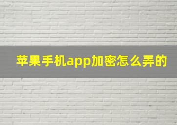 苹果手机app加密怎么弄的