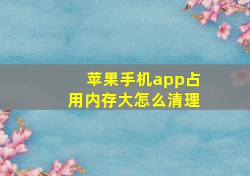 苹果手机app占用内存大怎么清理