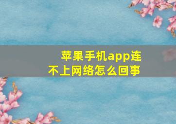 苹果手机app连不上网络怎么回事