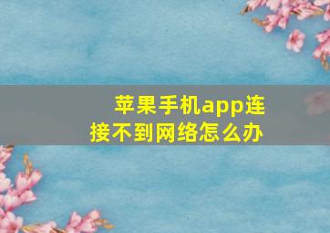 苹果手机app连接不到网络怎么办