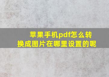 苹果手机pdf怎么转换成图片在哪里设置的呢