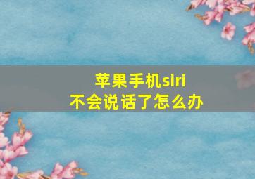 苹果手机siri不会说话了怎么办