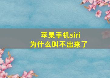 苹果手机siri为什么叫不出来了