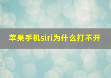 苹果手机siri为什么打不开