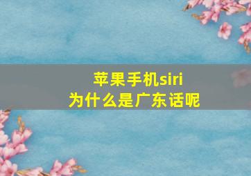 苹果手机siri为什么是广东话呢