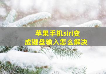 苹果手机siri变成键盘输入怎么解决