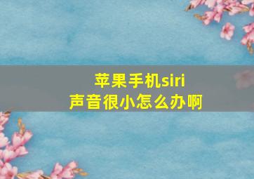 苹果手机siri声音很小怎么办啊