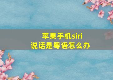 苹果手机siri说话是粤语怎么办