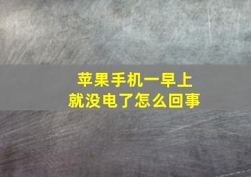 苹果手机一早上就没电了怎么回事