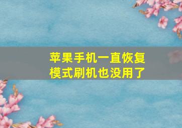 苹果手机一直恢复模式刷机也没用了