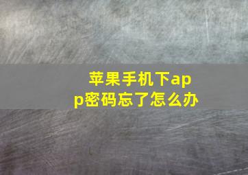 苹果手机下app密码忘了怎么办