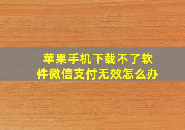 苹果手机下载不了软件微信支付无效怎么办