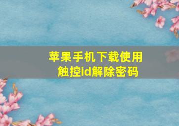 苹果手机下载使用触控id解除密码